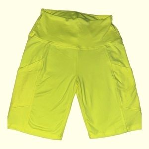 Zenana neon yellow bike shorts women’s size medium NWOT
